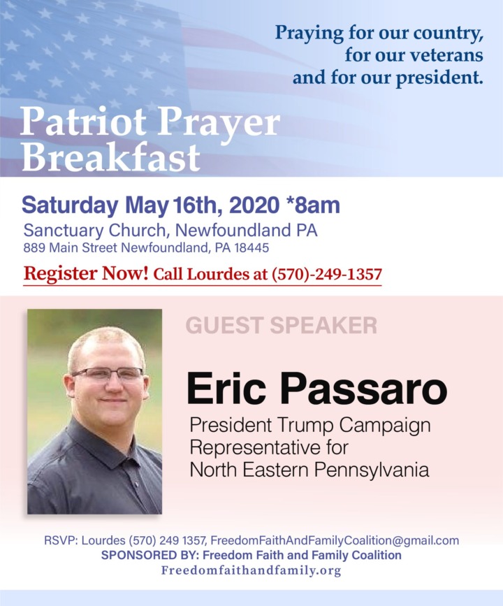 Community Prayer Breakfast - May 16, 2020 - Freedom, Faith and Family Coalition - We hold these truths to be self-evident